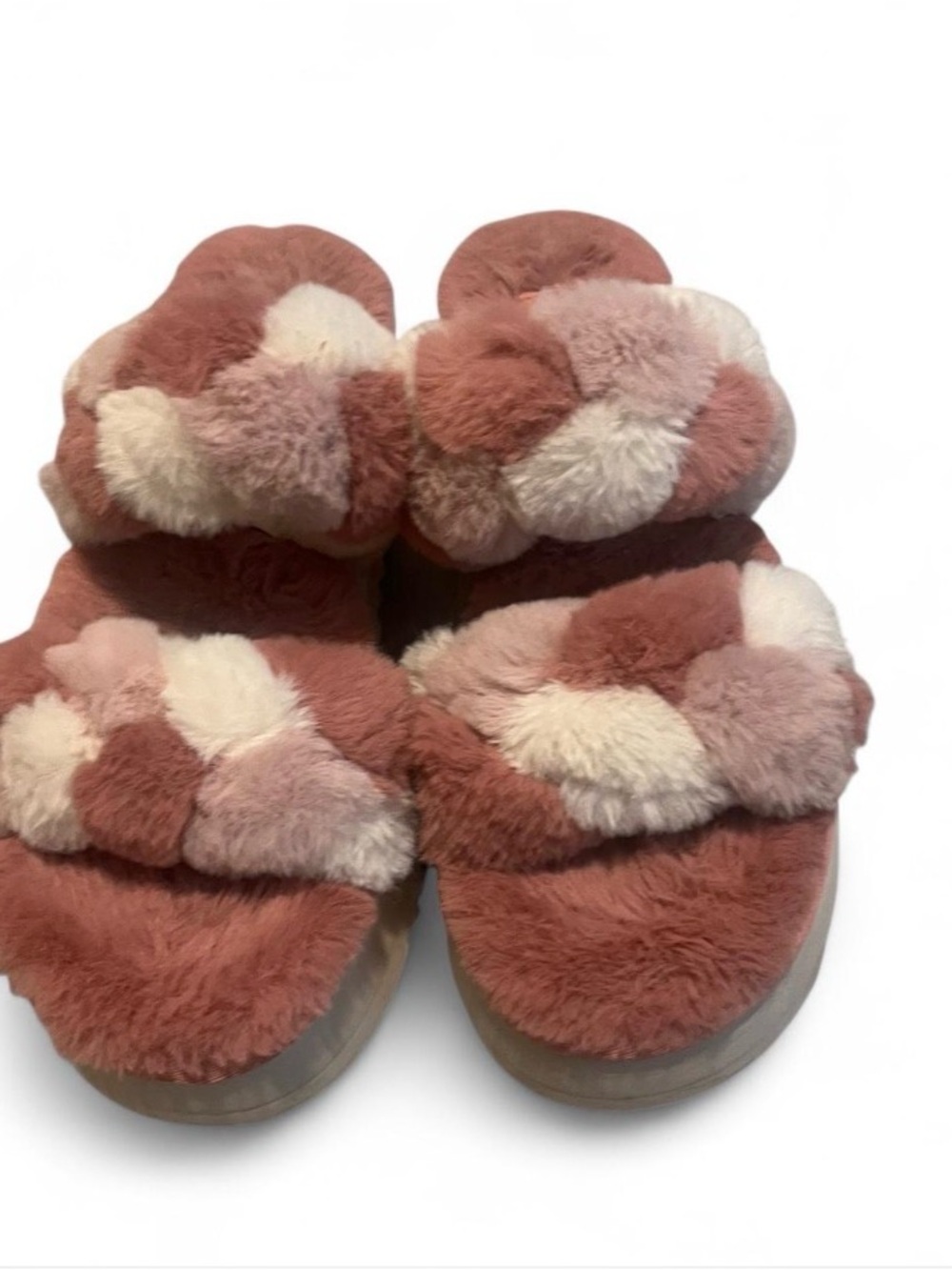 Koolaburra Plush Braided Slide Slippers‎ in Dusty Rose and Cream